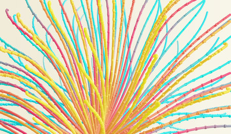 Array with dynamic emitted particles. Abstract background. 3d vector illustration.