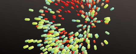 Array with dynamic emitted particles. Abstract background. 3d vector illustration.のイラスト素材