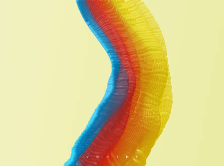 3D wavy background. Array with dynamic emitted particles. A wave formed from many spheres. Abstract vector illustration. Design template. Modern pattern.のイラスト素材