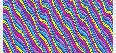 Wavy dotted background with optical illusion. Abstract polka dots pattern. 3d vector illustration.のイラスト素材