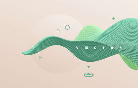 3D wavy background. A wave formed from many spheres. Abstract vector illustration for poster, banner...