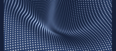 Abstract science or technology background. Graphic design. Network illustration with particle. 3D grid surface.のイラスト素材