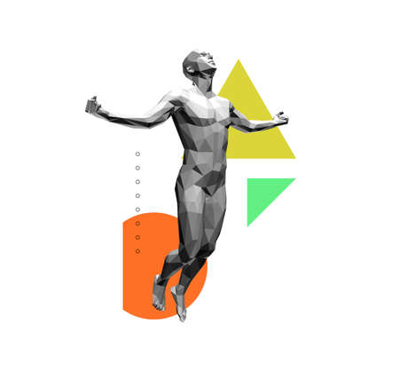 Jumping man. 3D vector illustration.