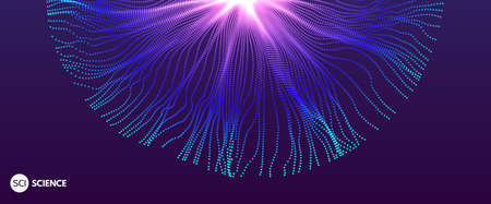 Array with dynamic particles. 3D technology style. Abstract background. Vector illustration.のイラスト素材