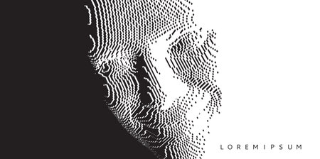 Man laughin. Men being in high spirit. Model of face. People and emotions concept. Voxel art. 3D vector illustration.のイラスト素材