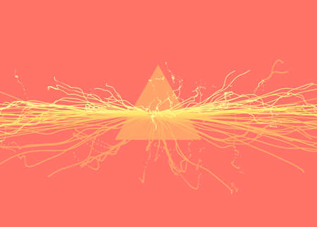 Point explode. Array with dynamic emitted particles. 3d technology style. Abstract background. Vector illustration.のイラスト素材
