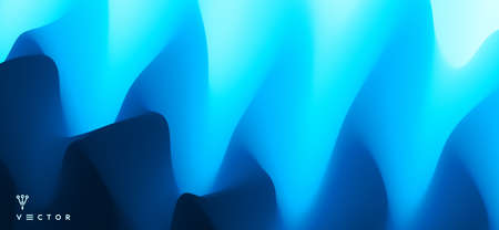 Blue abstract wavy background for banner, flyer and poster. Dynamic effect. Vector illustration. Cover design template. Can be used for advertising, marketing or presentation.のイラスト素材