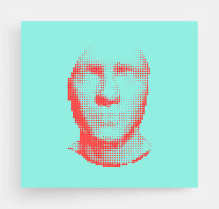 A face pattern consisting of dots. facial recognition. Abstract spotted vector illustration.のイラスト素材