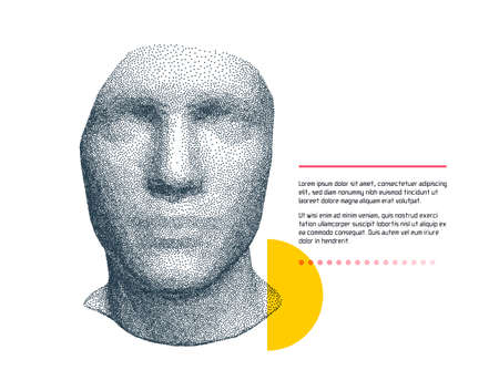A face pattern consisting of dots. facial recognition. Anonymous social masking. Minimalistic design...