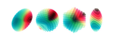 Set of various overlapping elements. Abstract geometric design. Vector illustration for banners, placards, posters or flyers.のイラスト素材