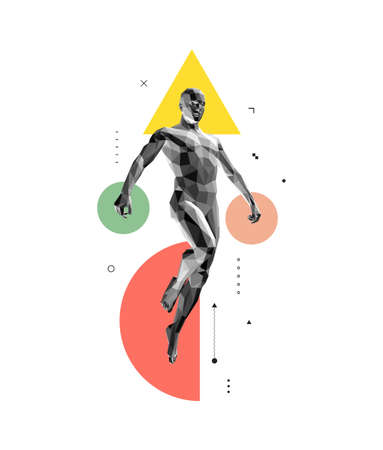 Man showing power and strength. Power in hand. 3D vector illustration for presentations, flyers or posters.のイラスト素材
