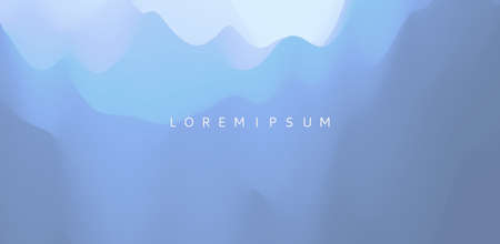 Blue abstract background. Realistic landscape with waves. Cover design template. 3d vector illustration.のイラスト素材