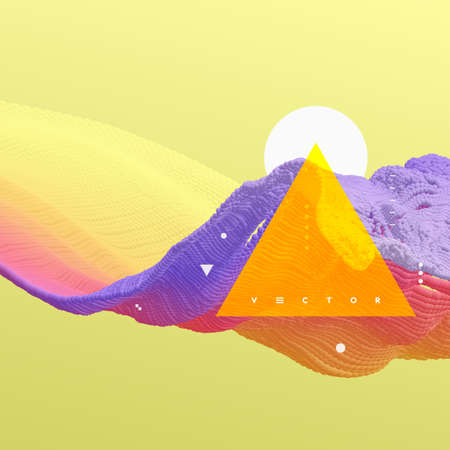 Abstract design of sun and wave. 3D background with place for your text. Design for banner, flyer, poster, cover or brochure.のイラスト素材