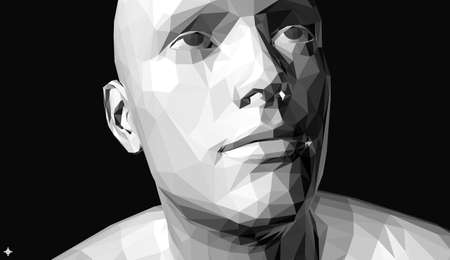 Abstract digital human head. Time to think. Minimalistic design for business presentations, flyers or posters. 3d vector illustration.のイラスト素材