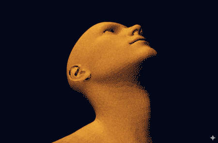man looking up. Abstract digital human head. Minimalistic design for business presentations, flyers...