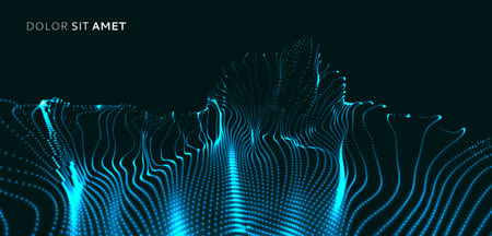 Array with dynamic emitted particles. Water splash imitation. abstract background. vector illustration.のイラスト素材