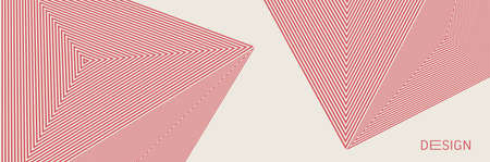 Abstract striped background. Pattern with optical illusion. Triangle shape with lines. cover design template. Vector illustration for presentation, banner, flyer, poster or brochure.のイラスト素材