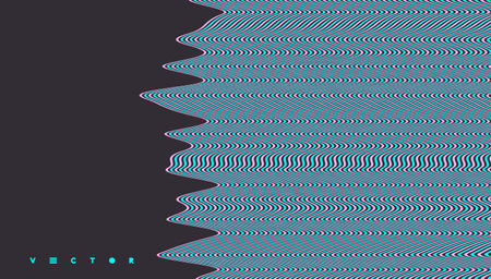 optical illusion wave. Abstract background with glitch effect. Vector illustration with horizontal distorted lines.のイラスト素材