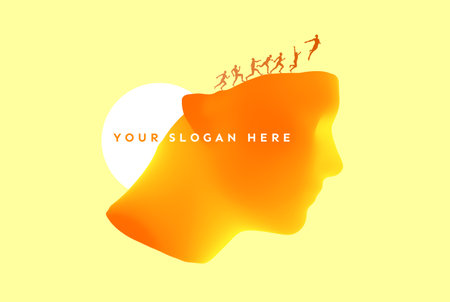 personal development concept. Thoughts about leadership, freedom or happiness. Vector illustration with people silhouette.のイラスト素材