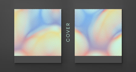 Background with convex forms. Grid surface. Vibrant trendy texture, with blending colors. 3d network design with particles. Can be used for advertising, marketing or presentation.のイラスト素材