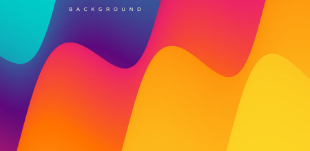Abstract wavy background with modern gradient colors. trendy liquid design. motion sound waves. Vector illustration for banners, flyers and presentations.のイラスト素材