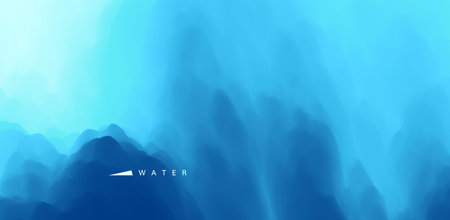 Blue abstract ocean seascape. sea surface. Realistic landscape with waves. nature background. cover design template. 3d vector illustration for banner, flyer, poster or brochure.のイラスト素材