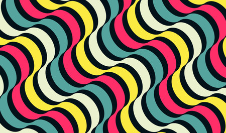 Abstract dynamic template with wavy curved ribbons. Modern cover design. 3d vector illustration.のイラスト素材