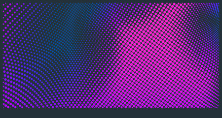 Halftone gradient background. Vibrant trendy texture, with blending colors. Cover design template. 3d network design with particles. Can be used for advertising, marketing, presentation.のイラスト素材