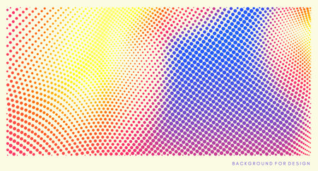 Halftone gradient background. Vibrant trendy texture, with blending colors. Cover design template. 3d network design with particles. Can be used for advertising, marketing, presentation.のイラスト素材