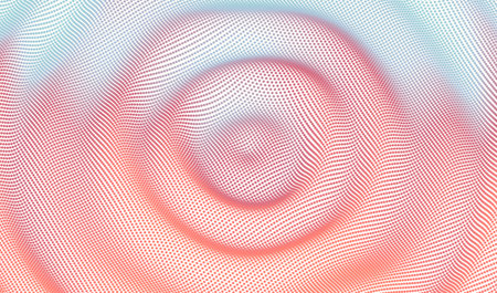 3D wavy background with ripple effect. Vector illustration with particles. 3D grid surface.のイラスト素材