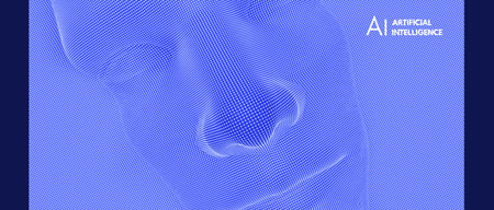 Network forming AI human face. Technology and robotics concept. Anonymous social masking. Cyber crime and cyber security vector illustration.のイラスト素材