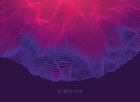 Abstract background with dynamic particles. Circular grid pattern. 3d vector illustration for business, science or technology.のイラスト素材
