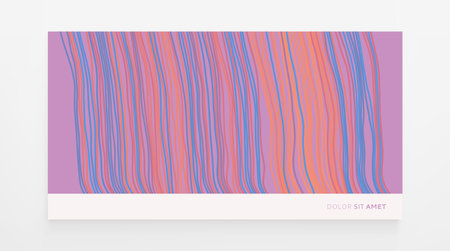 Irregular vertical lines pattern in perspective. Geometric wallpaper with stripes. Strips similar to threads. Cover design template. Vector illustration.のイラスト素材