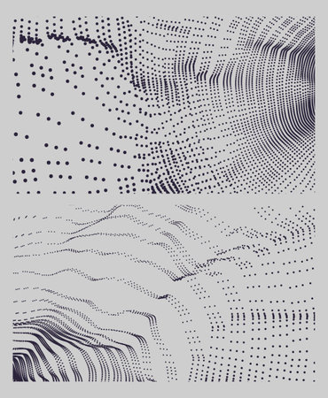 Abstract background with dynamic particles. Circular grid pattern. 3d vector illustration for business, science or technology.のイラスト素材