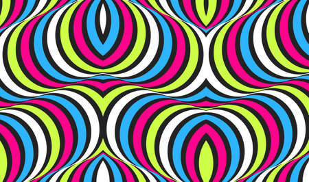 Pattern with optical illusion. simple graphic design. Abstract dynamic template with wavy curved ribbons. 3d vector illustration for banner, flyer, poster, cover or brochure.のイラスト素材
