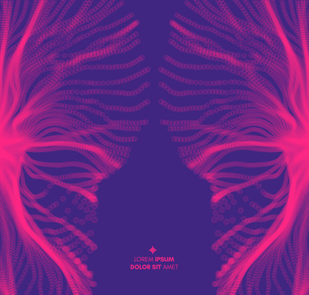 Abstract science or technology background. Graphic design. Network illustration with particle. 3D grid surface.のイラスト素材