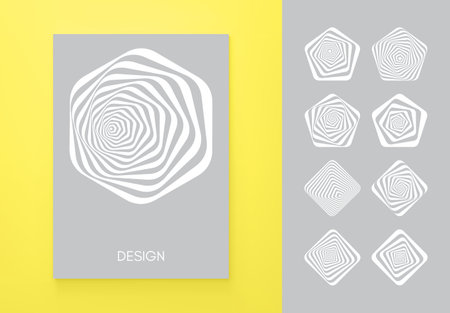Abstract striped design element. optical art. cover design template. 3d vector illustration for brochure, magazine, poster, flyer and banner.のイラスト素材