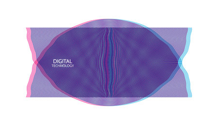 Overlapping semicircles in white background. Abstract striped element with optical illusion. Vector illustration with dynamic effect.のイラスト素材