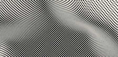 Wavy surface with optical illusion. Abstract polka dots pattern. Vector illustration.のイラスト素材