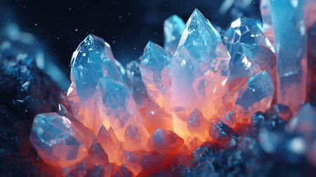 Crystals with druze. Generative AI. Illustration for banner, poster, cover, brochure or presentation.の素材