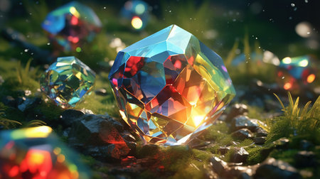 Crystals with druze. Generative AI. Illustration for banner, poster, cover, brochure or presentation.の素材