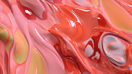 3D colorful paint background. Liquid artwork with flows and splashes. Mixed paints with gradient vivid colors. Generative AI. Illustration for banner, poster, cover, brochure or presentation.の素材