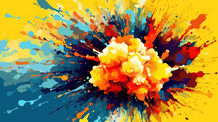 Colored powder explosion. Holi festival. Generative AI. Illustration for banner, poster, cover, brochure or presentation.の素材