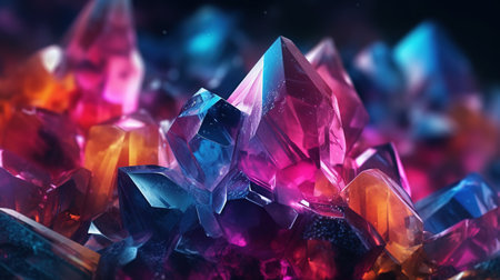 Crystals with druze. Generative AI. Illustration for banner, poster, cover, brochure or presentation.の素材