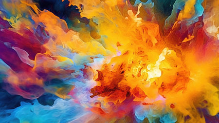 Colored powder explosion. Holi festival. Generative AI. Illustration for banner, poster, cover, brochure or presentation.の素材