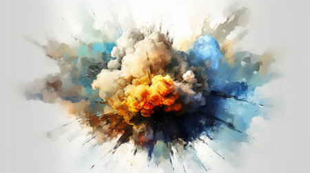 Colored powder explosion. Holi festival. Generative AI. Illustration for banner, poster, cover, brochure or presentation.の素材
