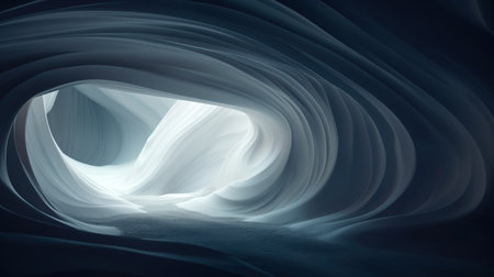 Long ice cave tunnel. Generative AI. Illustration for banner, poster, cover, brochure or presentation.の素材