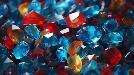 Jewels. Gemstones. Crystal strasses. Generative AI. Illustration for banner, poster, cover, brochure or presentation.の素材