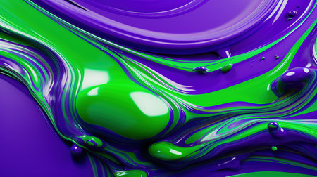 3D colorful paint background. Liquid artwork with flows and splashes. Mixed paints with gradient vivid colors. Generative AI. Illustration for banner, poster, cover, brochure or presentation.の素材