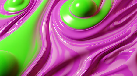 3D colorful paint background. Liquid artwork with flows and splashes. Mixed paints with gradient vivid colors. Generative AI. Illustration for banner, poster, cover, brochure or presentation.の素材